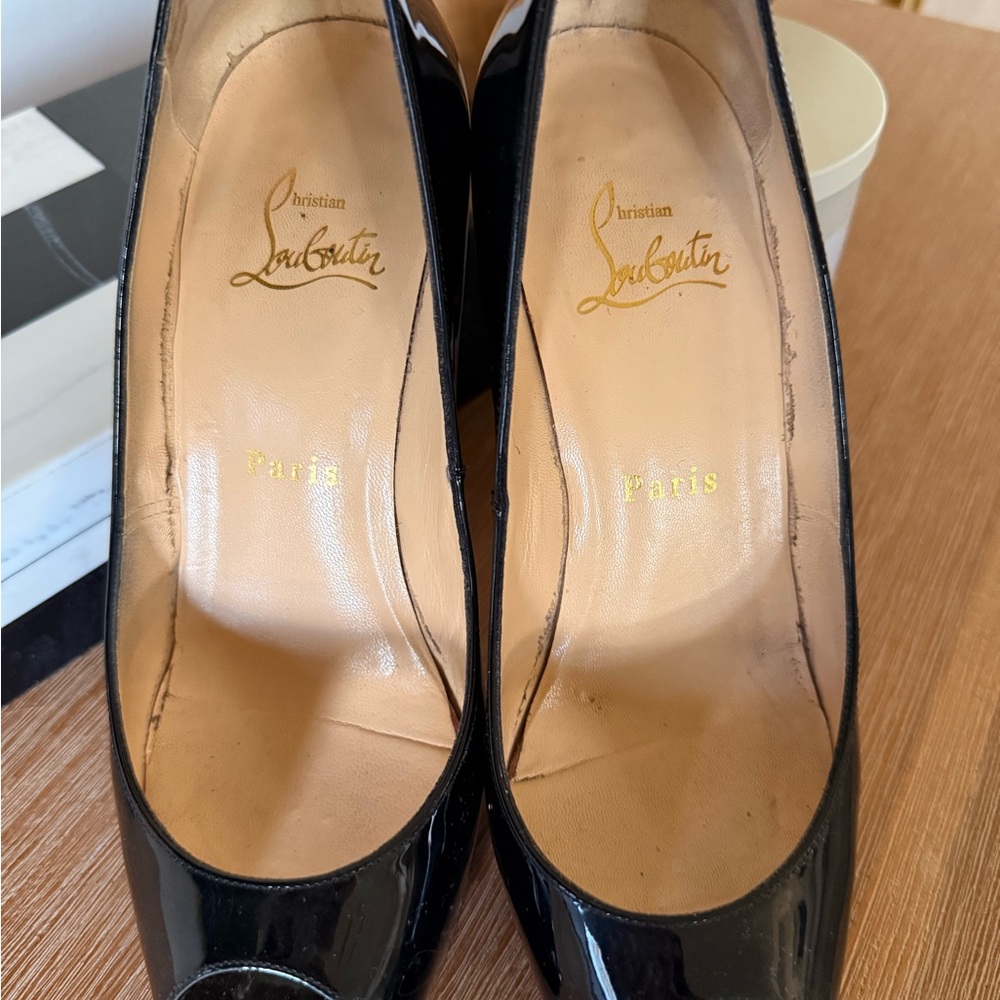 Christian Louboutin Black Heels with Red Soles - Picture 3 of 5